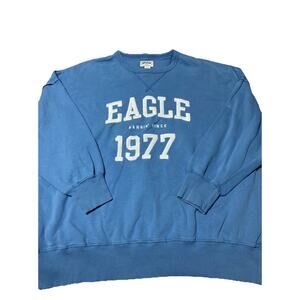 American Eagle Sweatshirt Mens Extra Large Blue Y2K Spellout 1977 School XL